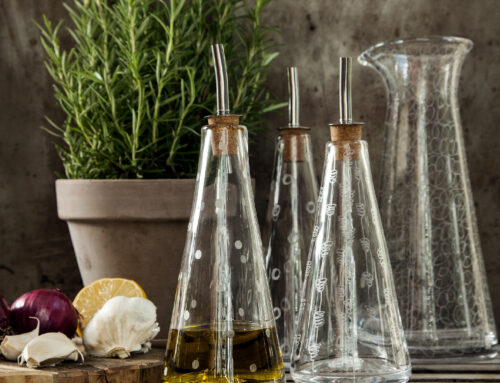 Season your own oil and serve it beautifully in an oil flask.